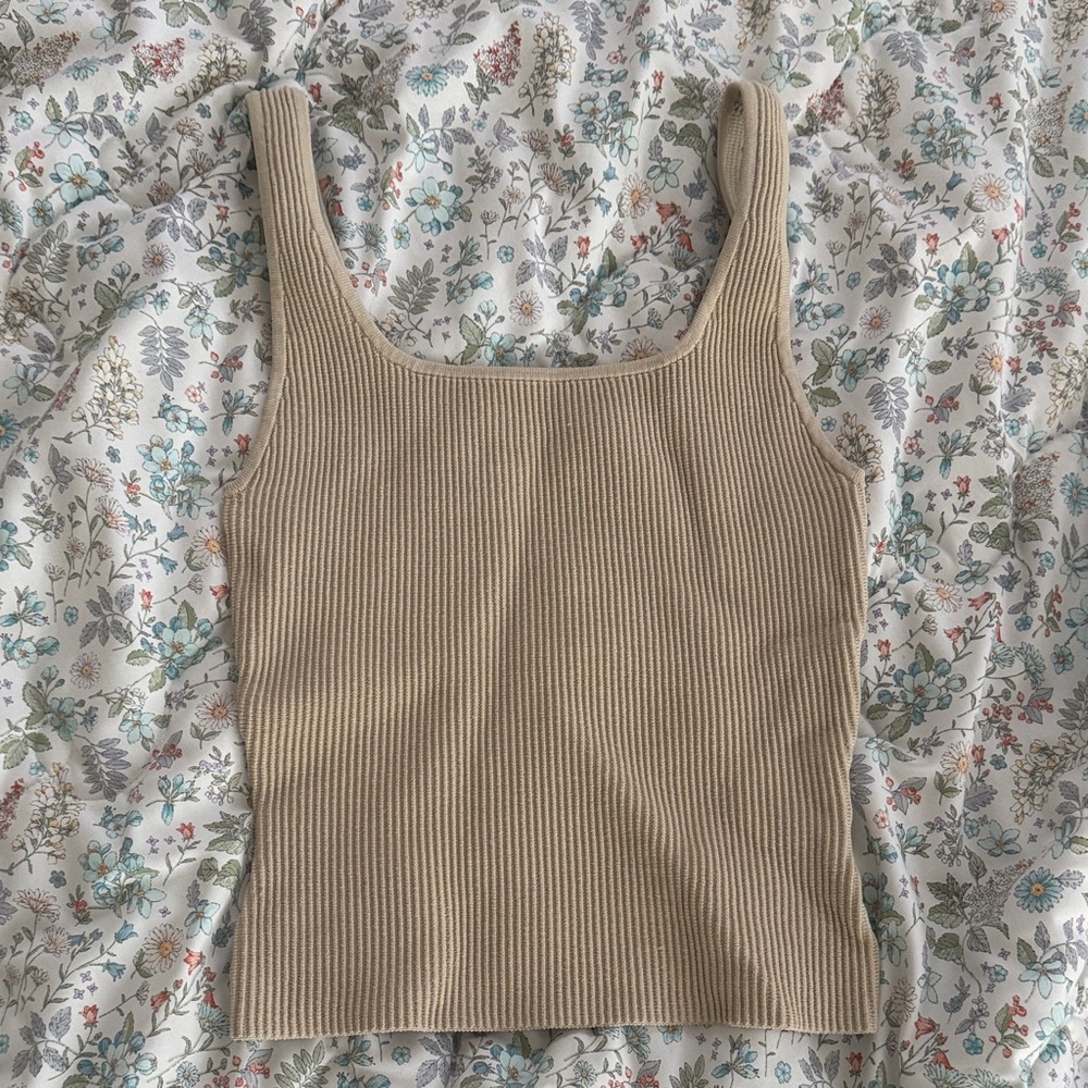 Aritzia Ribbed Tan Tank Top